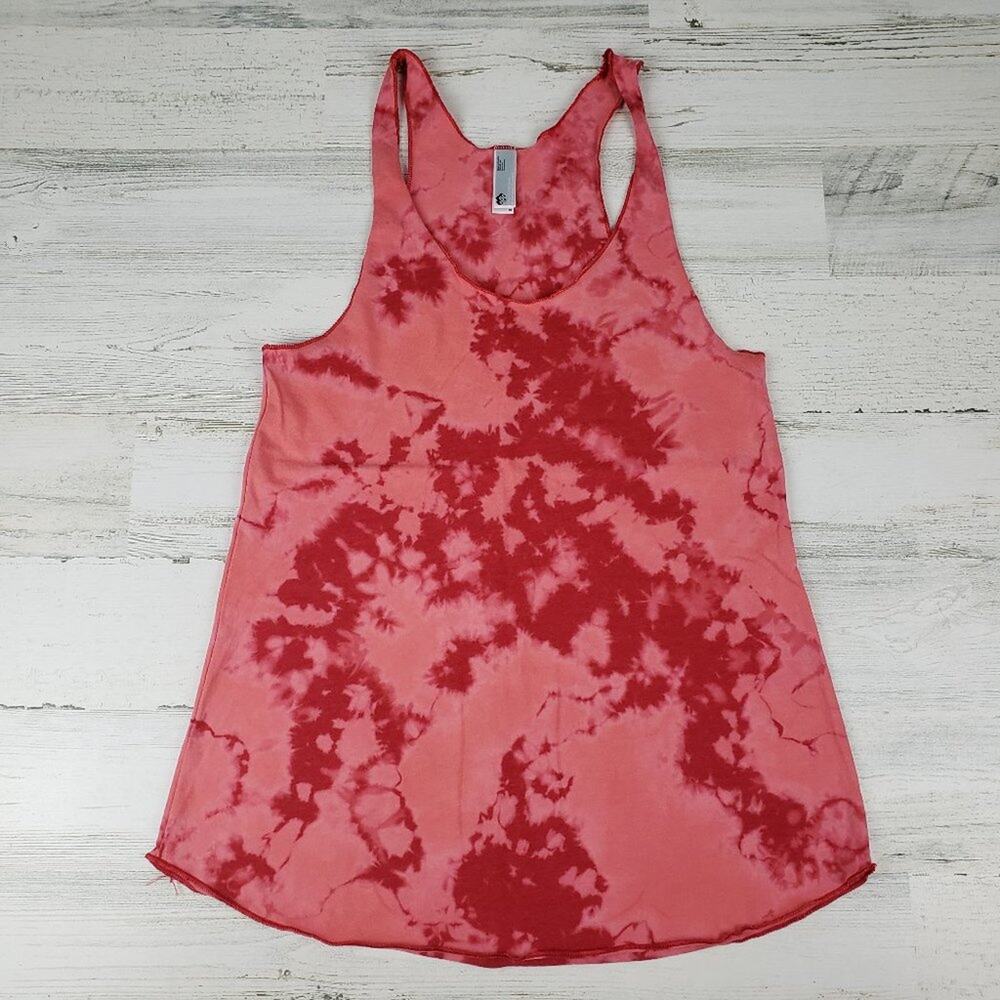 NWOT American Apparel 50/50 Custom Red Bleach Tie Dye Crinkle Tank Top Medium